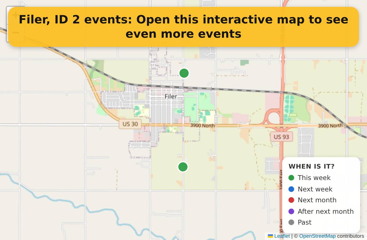 Map of events in Filer, ID on the interactive EVENTULIST map
