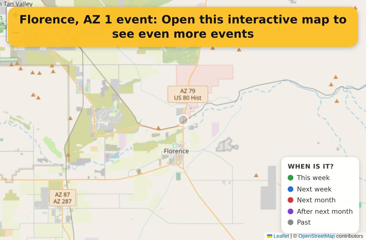 Map of events in Florence, AZ on the interactive EVENTULIST map