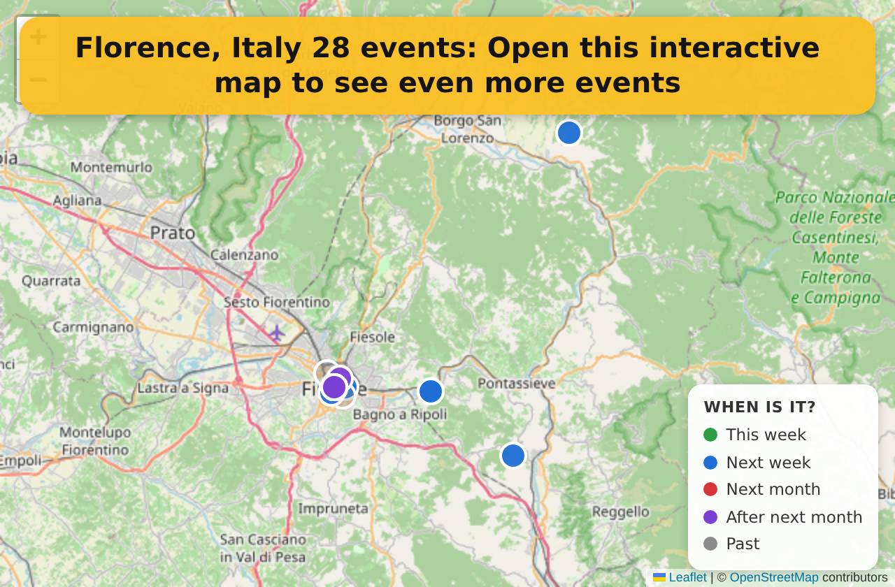 Map of events in Florence, Italy on the interactive EVENTULIST map