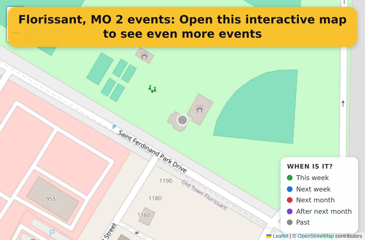 Map of events in Florissant, MO on the interactive EVENTULIST map