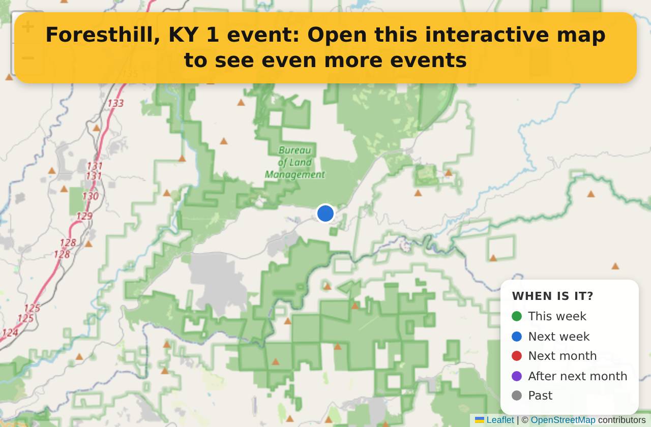 Map of events in Foresthill, KY on the interactive EVENTULIST map