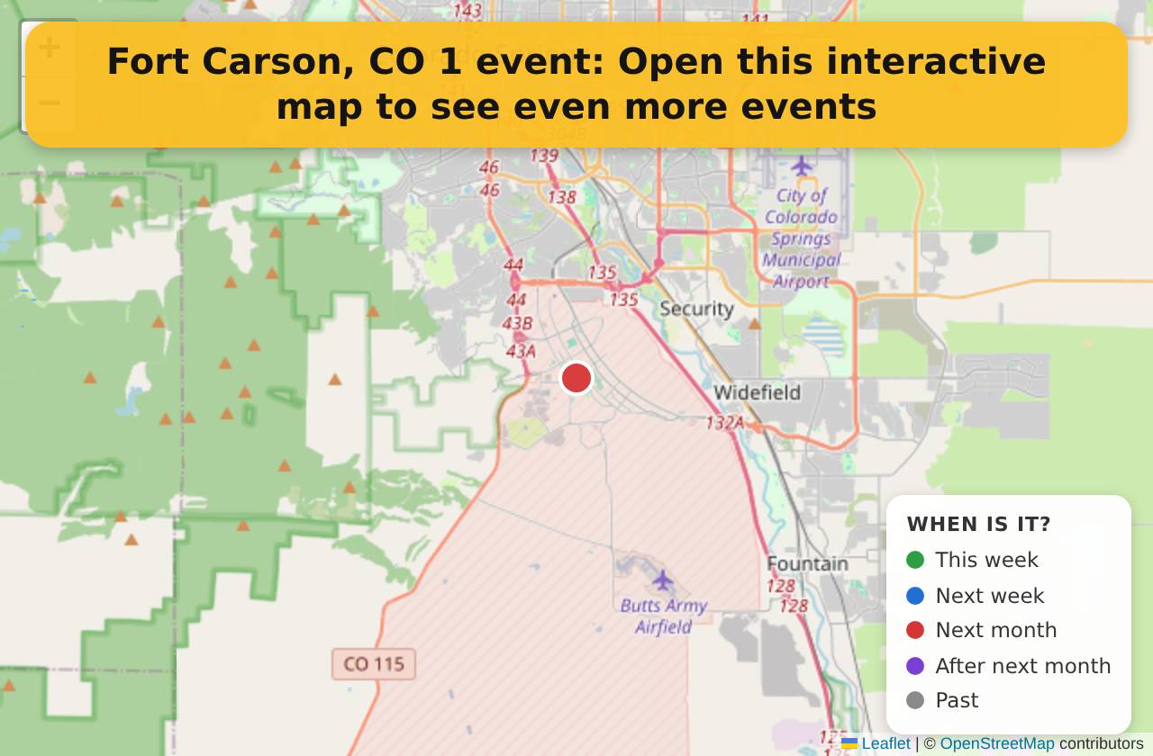 Map of events in Fort Carson, CO on the interactive EVENTULIST map