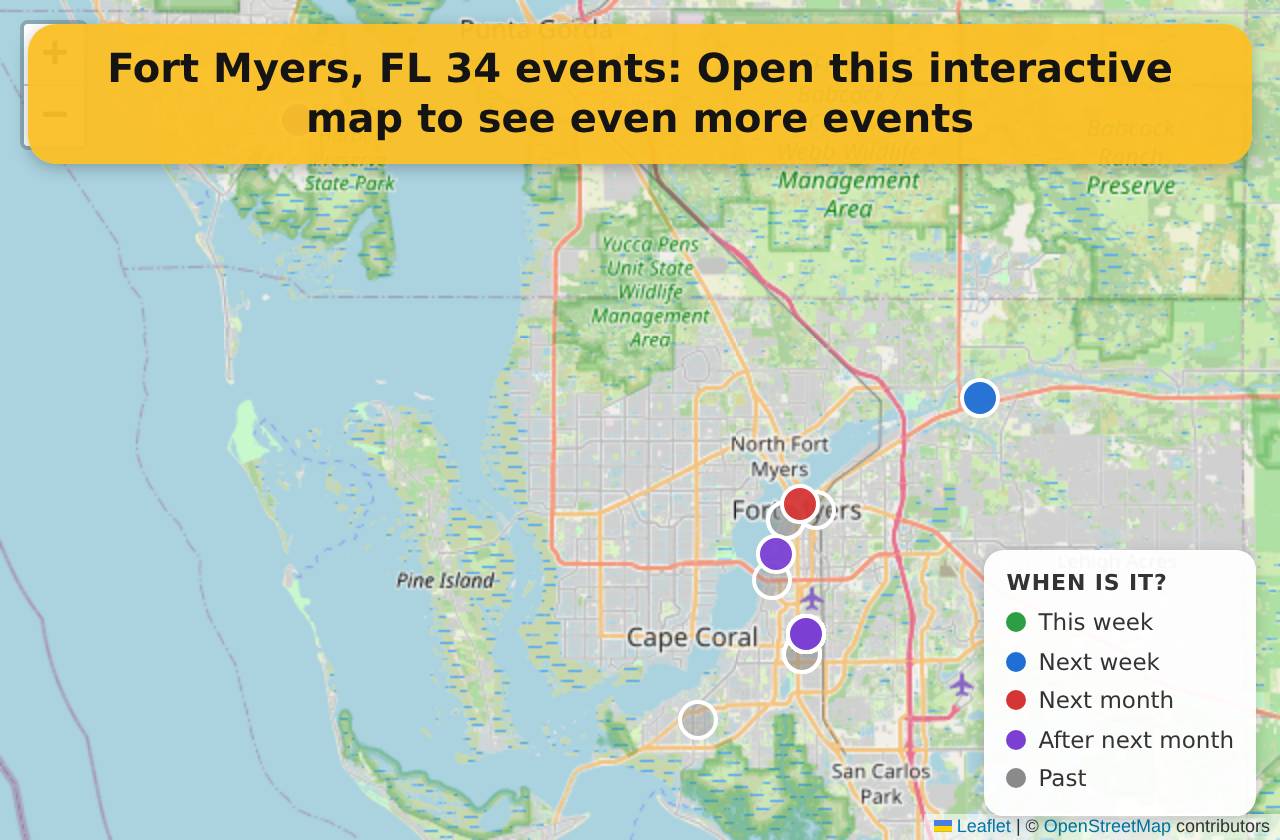 Map of events in Fort Myers, FL on the interactive EVENTULIST map