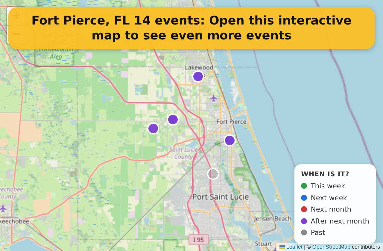 Map of events in Fort Pierce, FL on the interactive EVENTULIST map