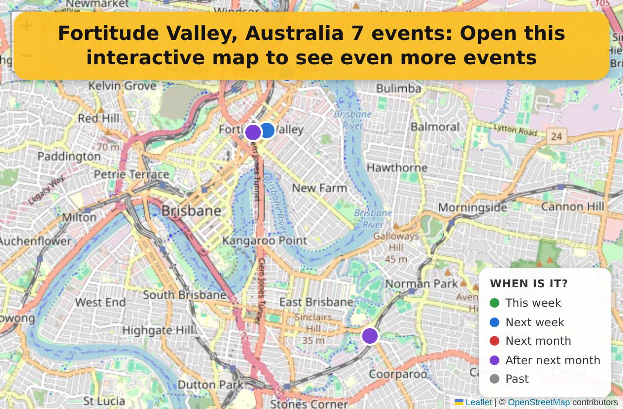 Map of events in Fortitude Valley, Australia on the interactive EVENTULIST map