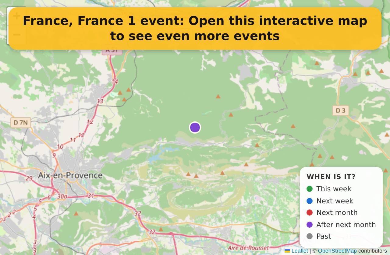 Map of events in France, France on the interactive EVENTULIST map