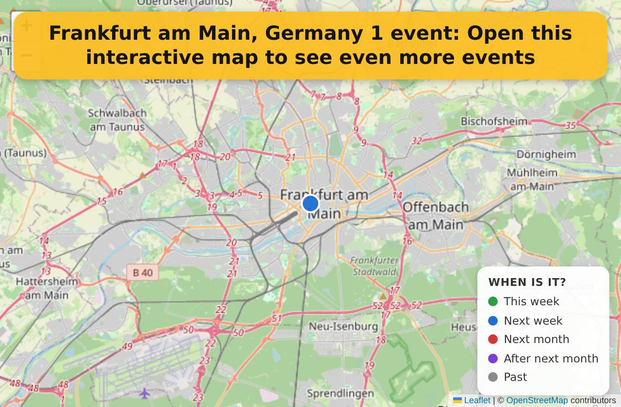 Map of events in Frankfurt am Main, Germany on the interactive EVENTULIST map