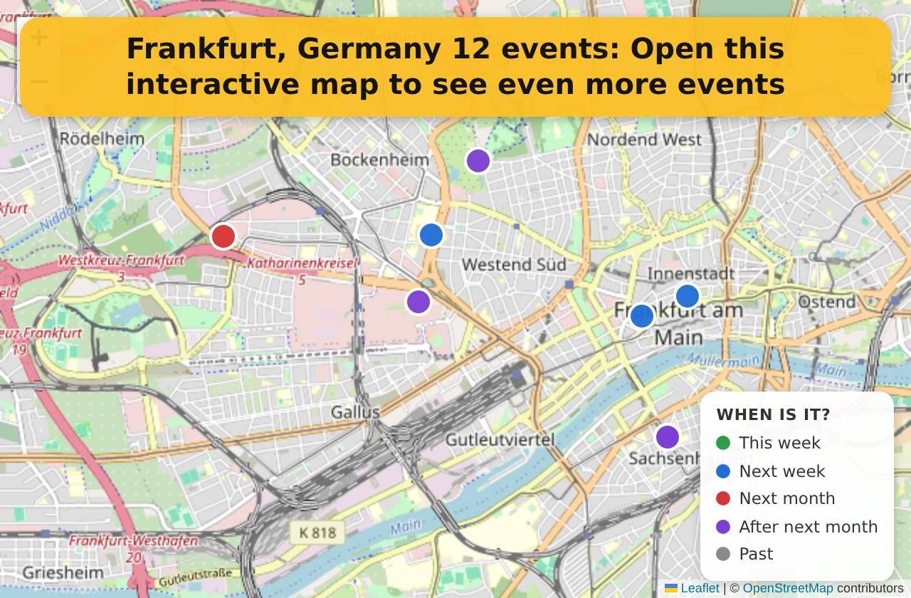 Map of events in Frankfurt, Germany on the interactive EVENTULIST map