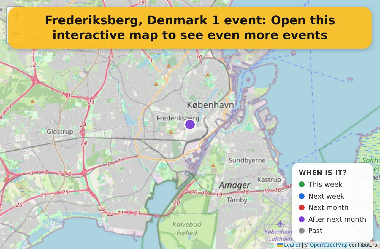 Map of events in Frederiksberg, Denmark on the interactive EVENTULIST map