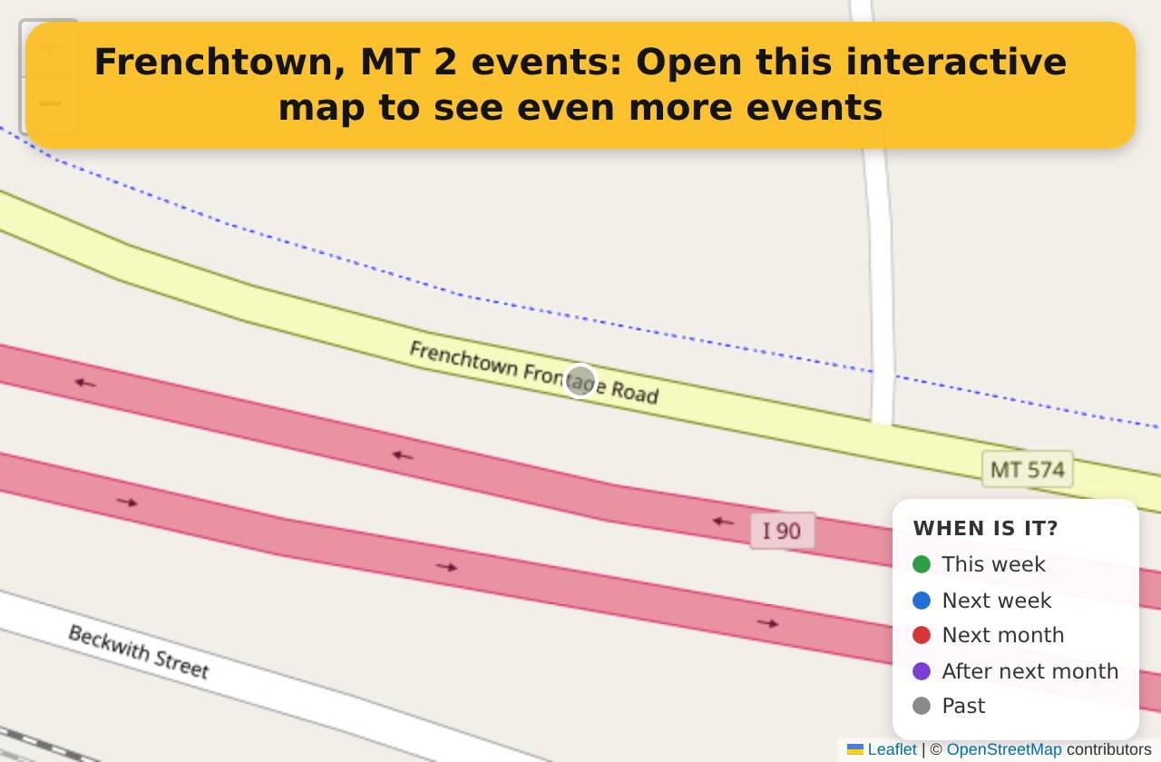 Map of events in Frenchtown, MT on the interactive EVENTULIST map