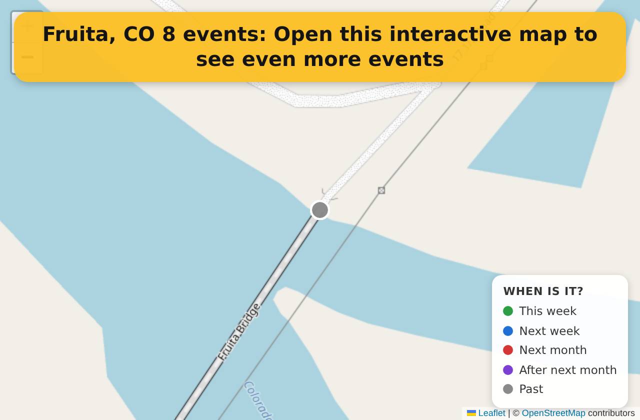 Map of events in Fruita, CO on the interactive EVENTULIST map