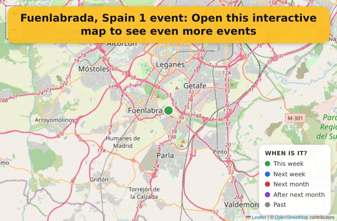 Map of events in Fuenlabrada, Spain on the interactive EVENTULIST map