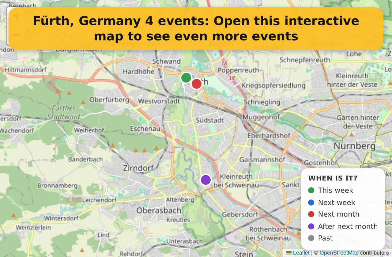 Map of events in Fürth, Germany on the interactive EVENTULIST map