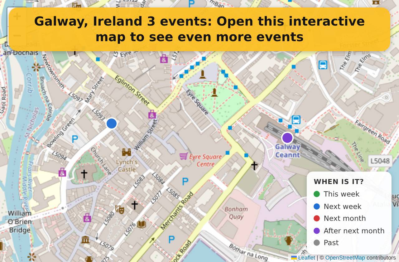 Map of events in Galway, Ireland on the interactive EVENTULIST map