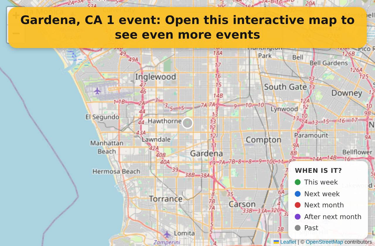 Map of events in Gardena, CA on the interactive EVENTULIST map