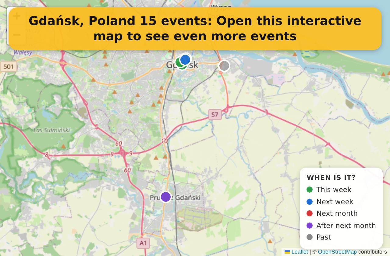 Map of events in Gdańsk, Poland on the interactive EVENTULIST map
