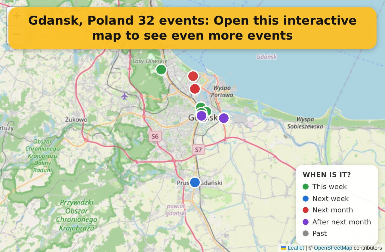 Map of events in Gdansk, Poland on the interactive EVENTULIST map