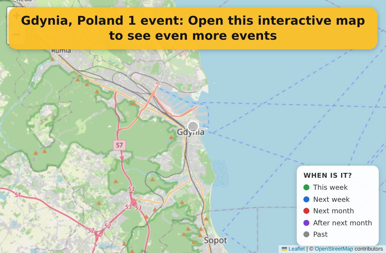 Map of events in Gdynia, Poland on the interactive EVENTULIST map