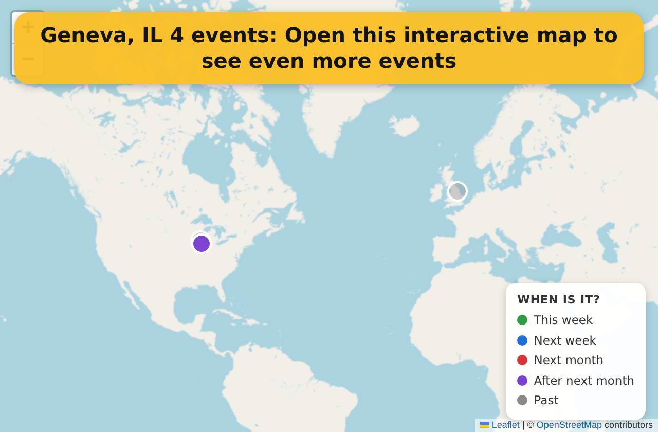 Map of events in Geneva, IL on the interactive EVENTULIST map