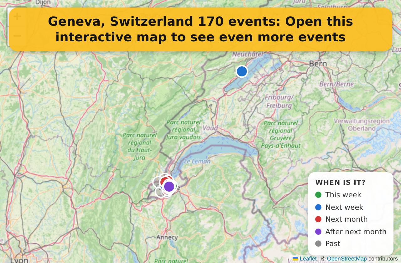 Map of events in Geneva, Switzerland on the interactive EVENTULIST map