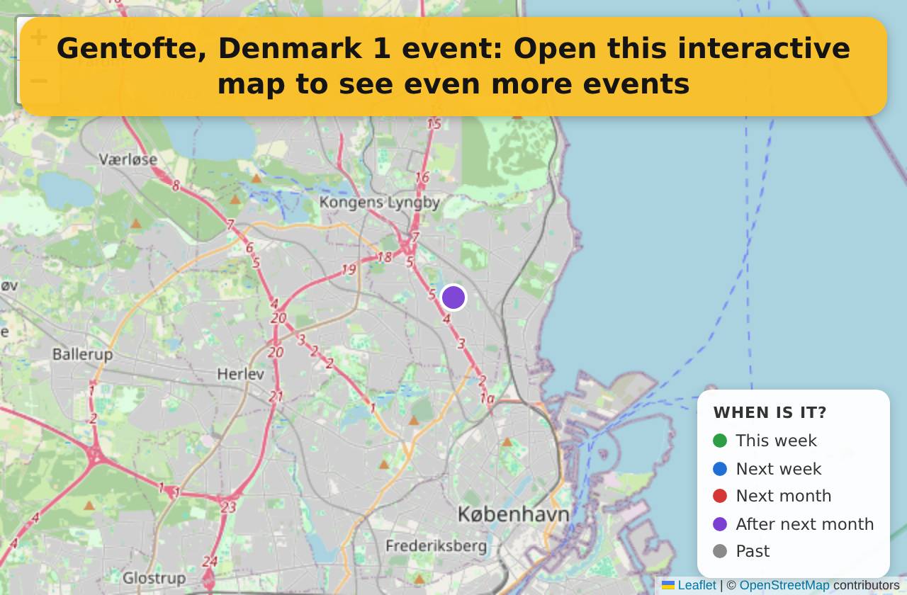 Map of events in Gentofte, Denmark on the interactive EVENTULIST map