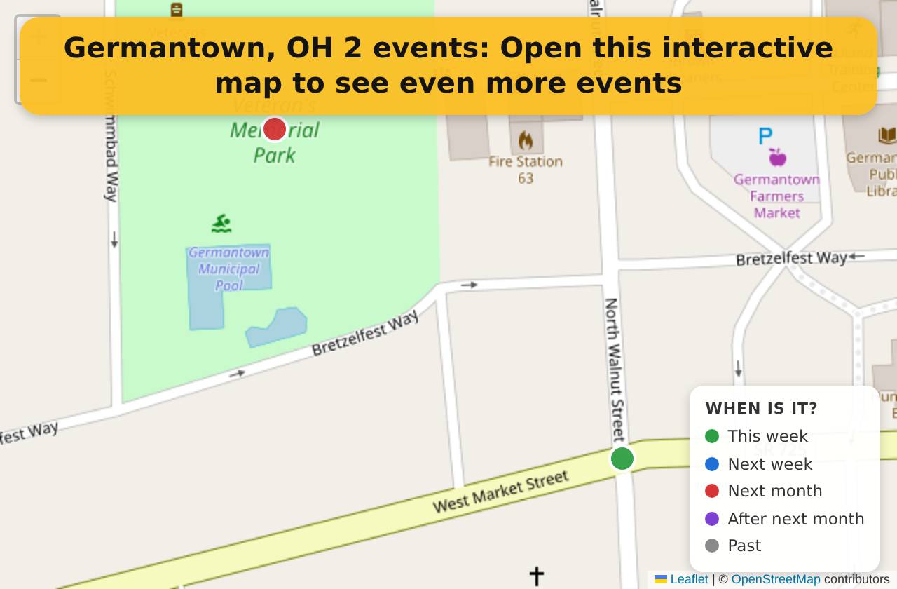 Map of events in Germantown, OH on the interactive EVENTULIST map