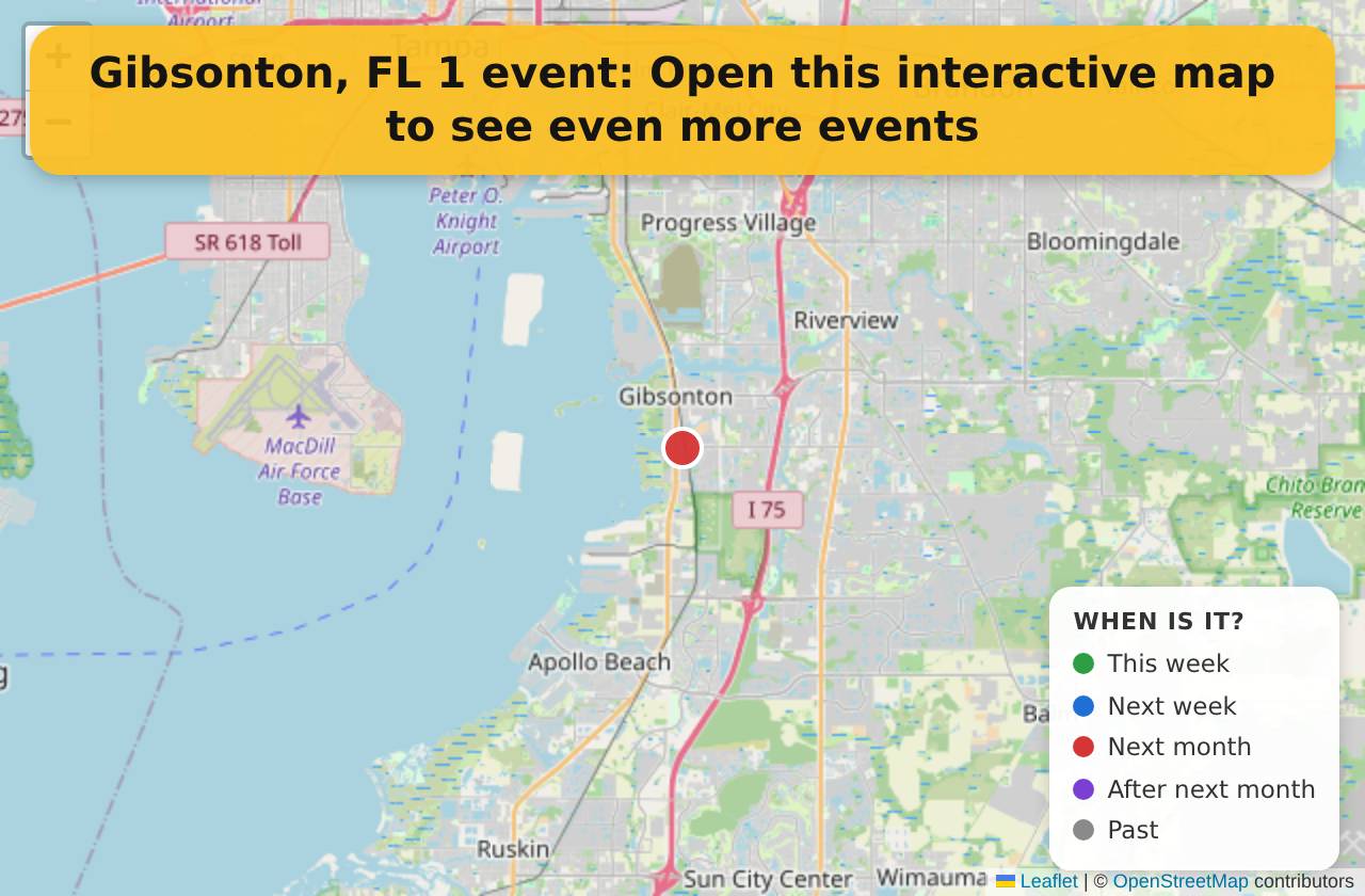 Map of events in Gibsonton, FL on the interactive EVENTULIST map
