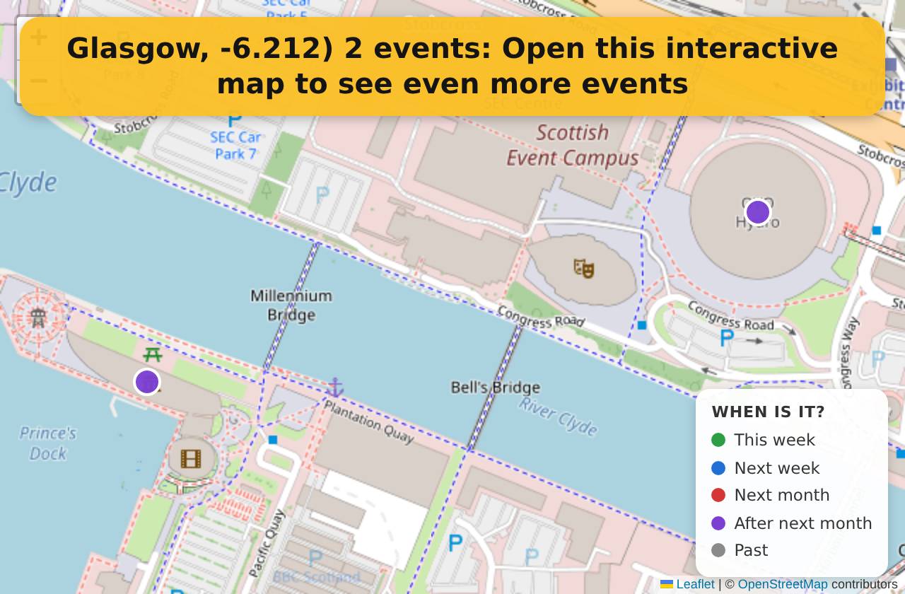 Map of events in Glasgow, -6.212) on the interactive EVENTULIST map