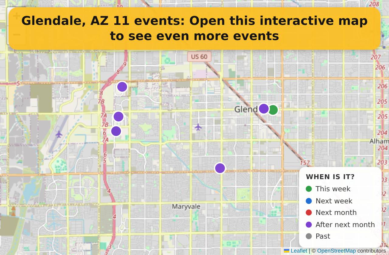 Map of events in Glendale, AZ on the interactive EVENTULIST map