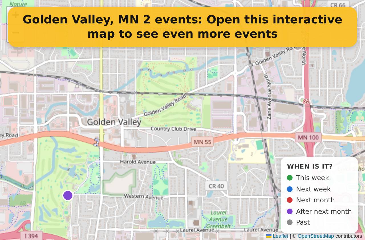 Map of events in Golden Valley, MN on the interactive EVENTULIST map