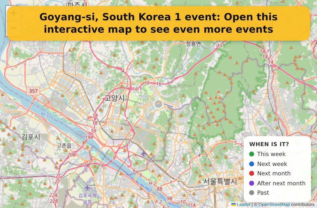 Map of events in Goyang-si, South Korea on the interactive EVENTULIST map