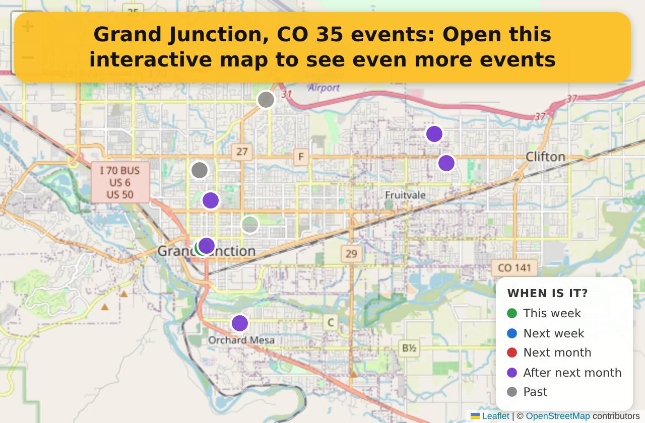 Map of events in Grand Junction, CO on the interactive EVENTULIST map