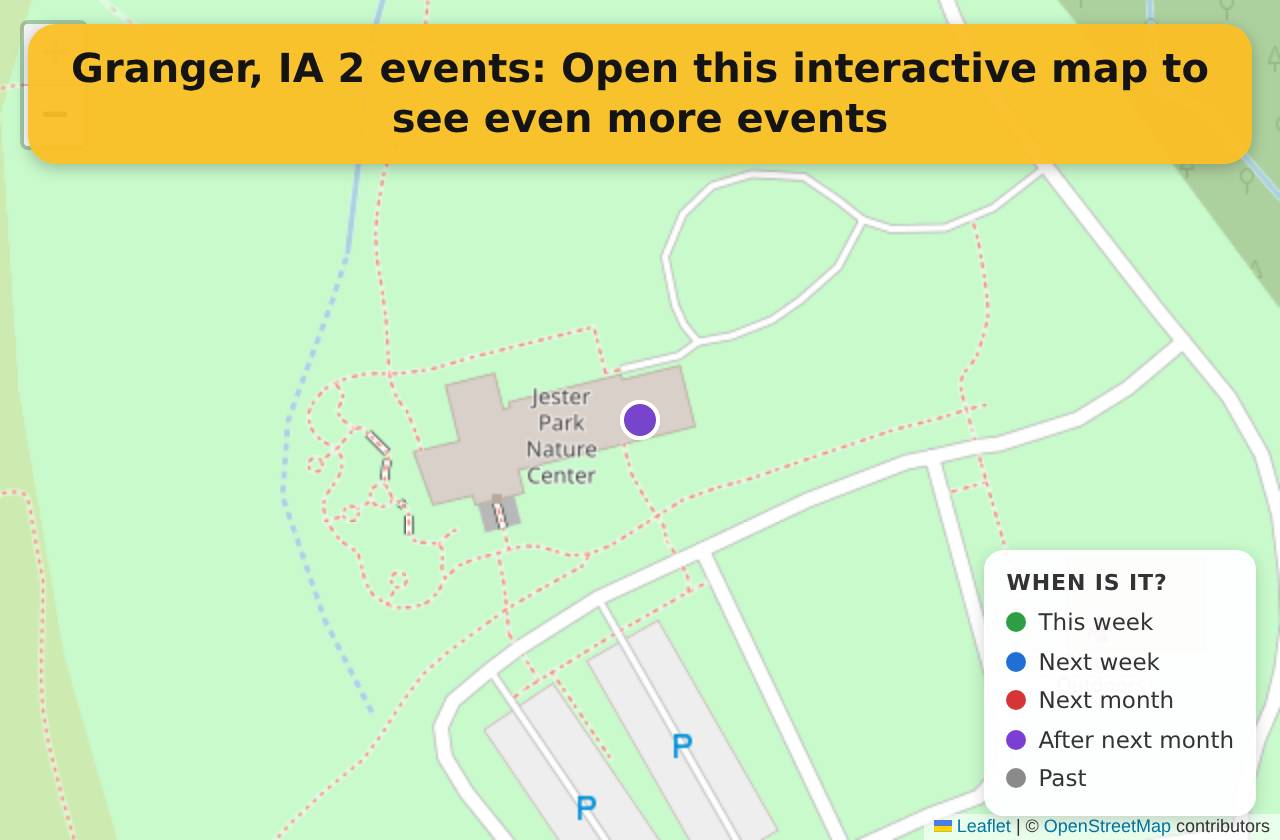 Map of events in Granger, IA on the interactive EVENTULIST map