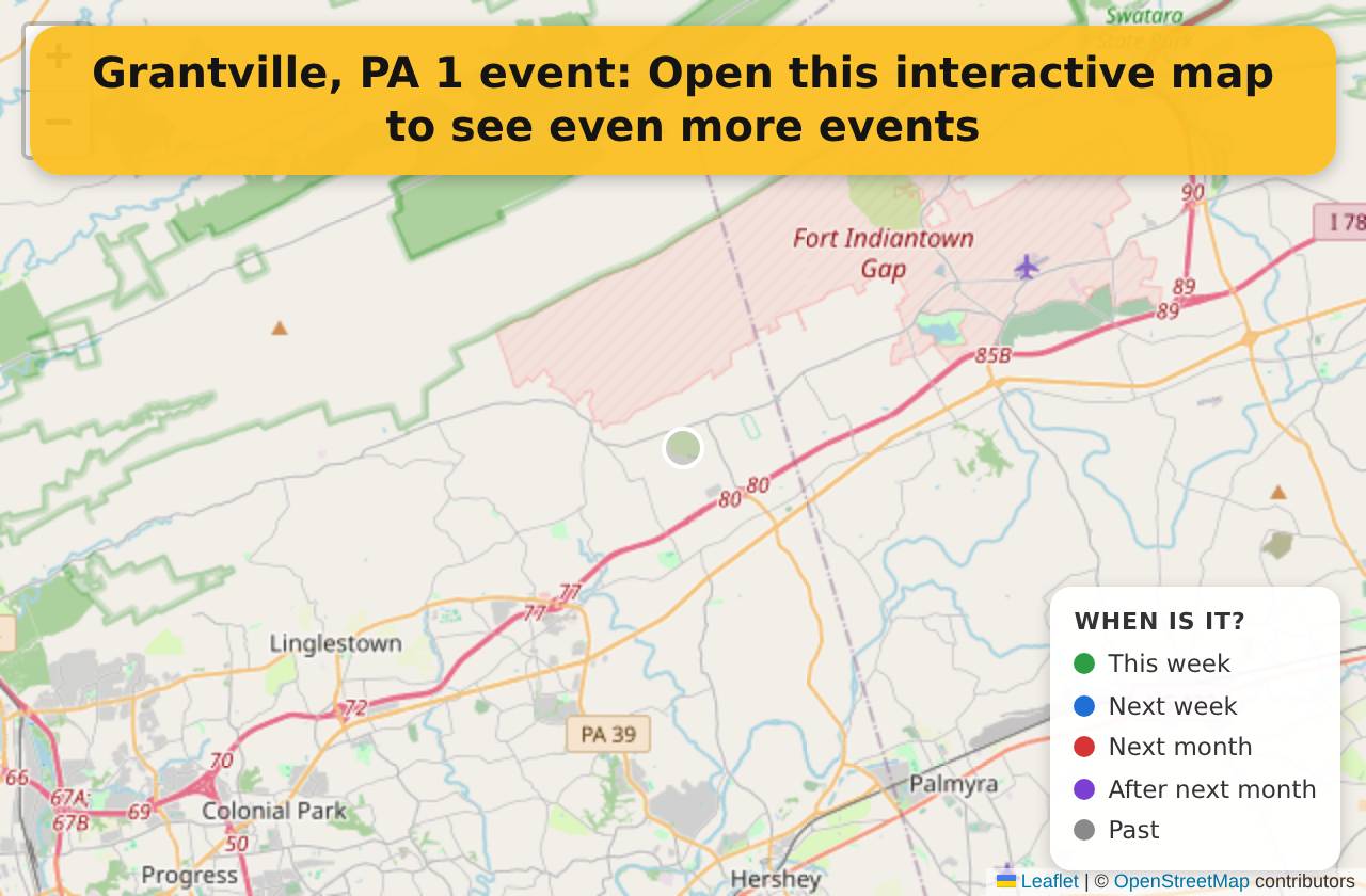 Map of events in Grantville, PA on the interactive EVENTULIST map