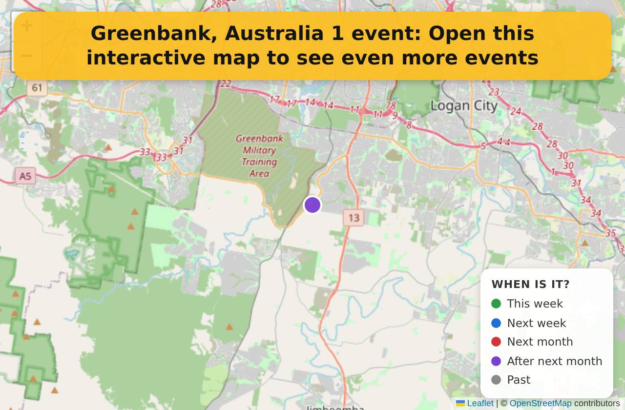 Map of events in Greenbank, Australia on the interactive EVENTULIST map