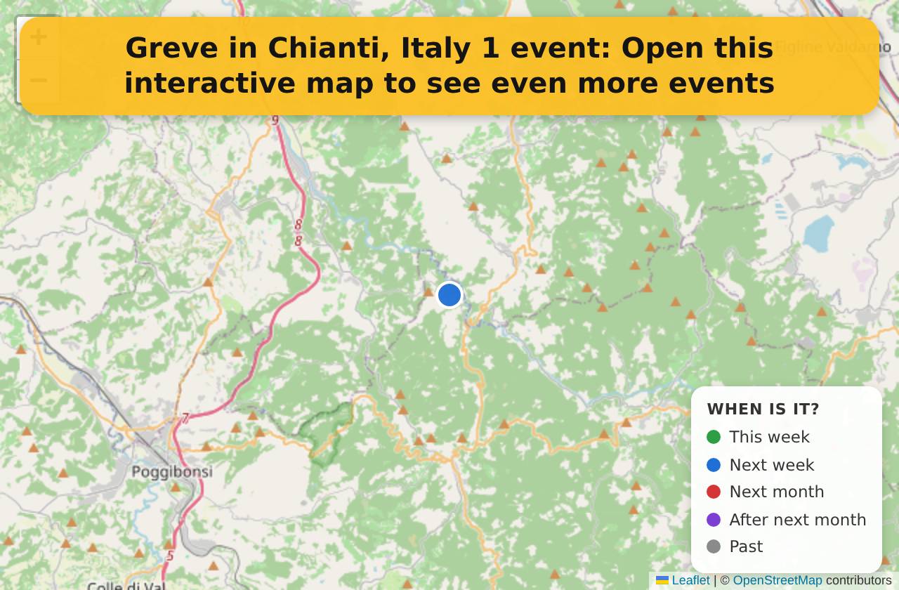Map of events in Greve in Chianti, Italy on the interactive EVENTULIST map