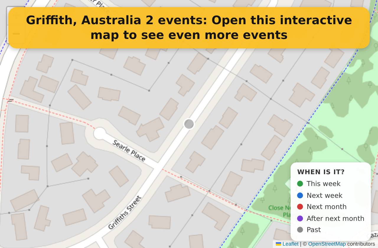 Map of events in Griffith, Australia on the interactive EVENTULIST map