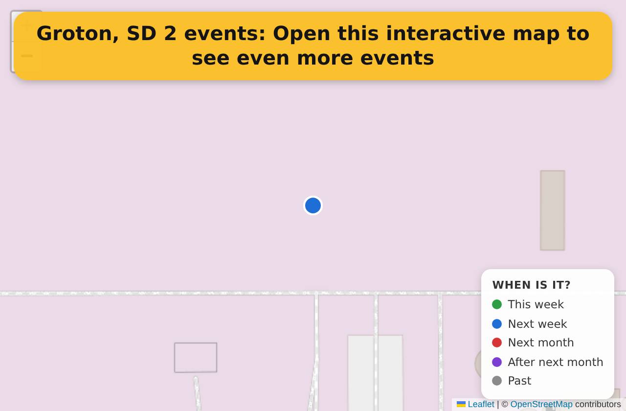 Map of events in Groton, SD on the interactive EVENTULIST map