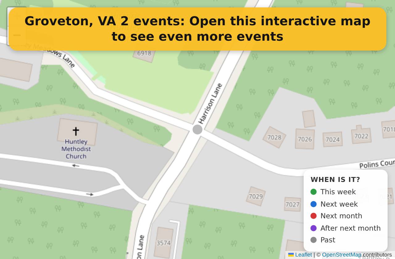 Map of events in Groveton, VA on the interactive EVENTULIST map