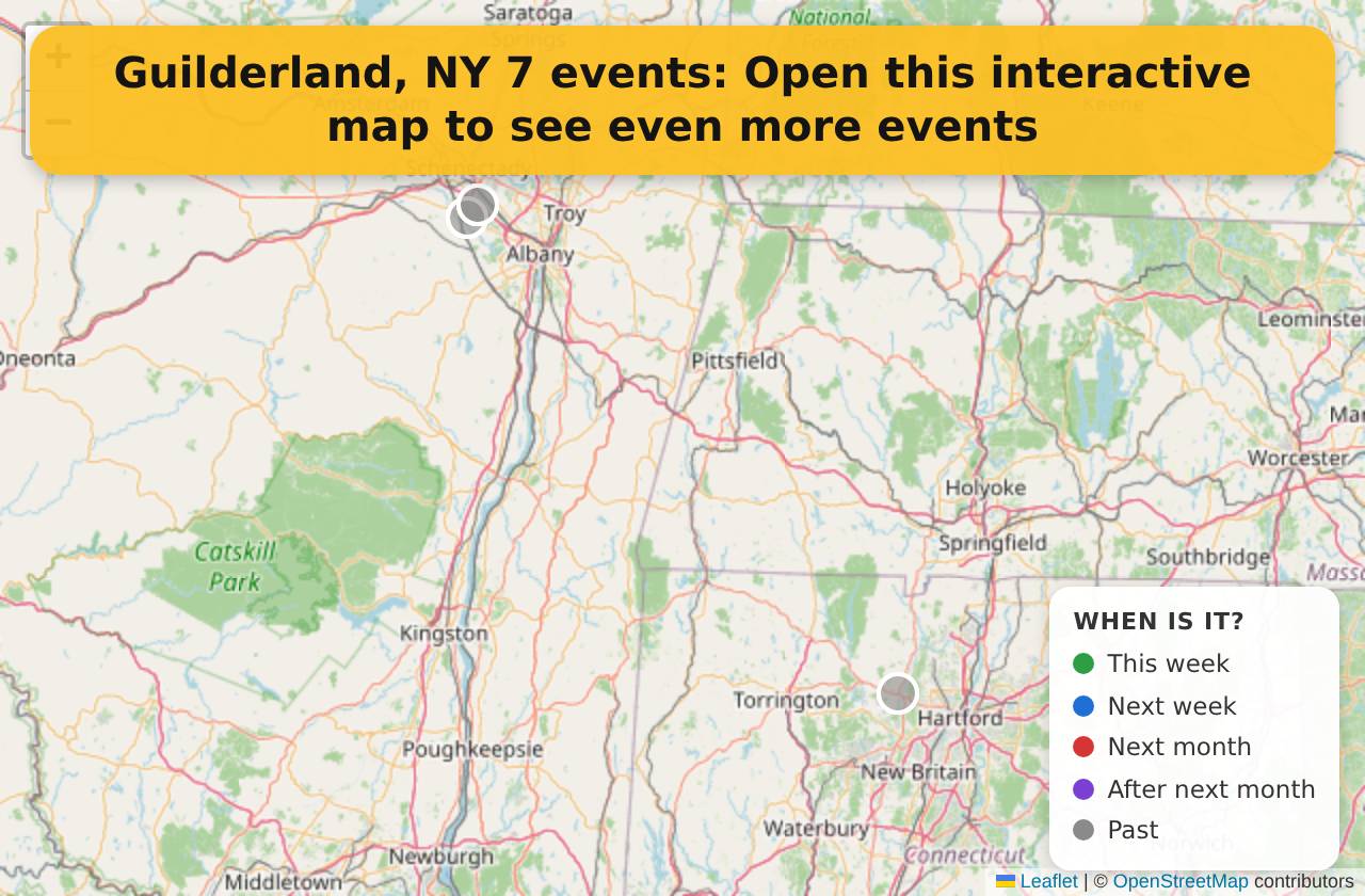Map of events in Guilderland, NY on the interactive EVENTULIST map