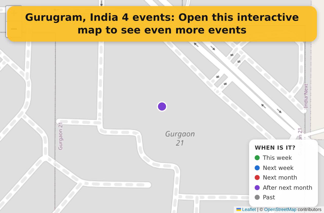 Map of events in Gurugram, India on the interactive EVENTULIST map