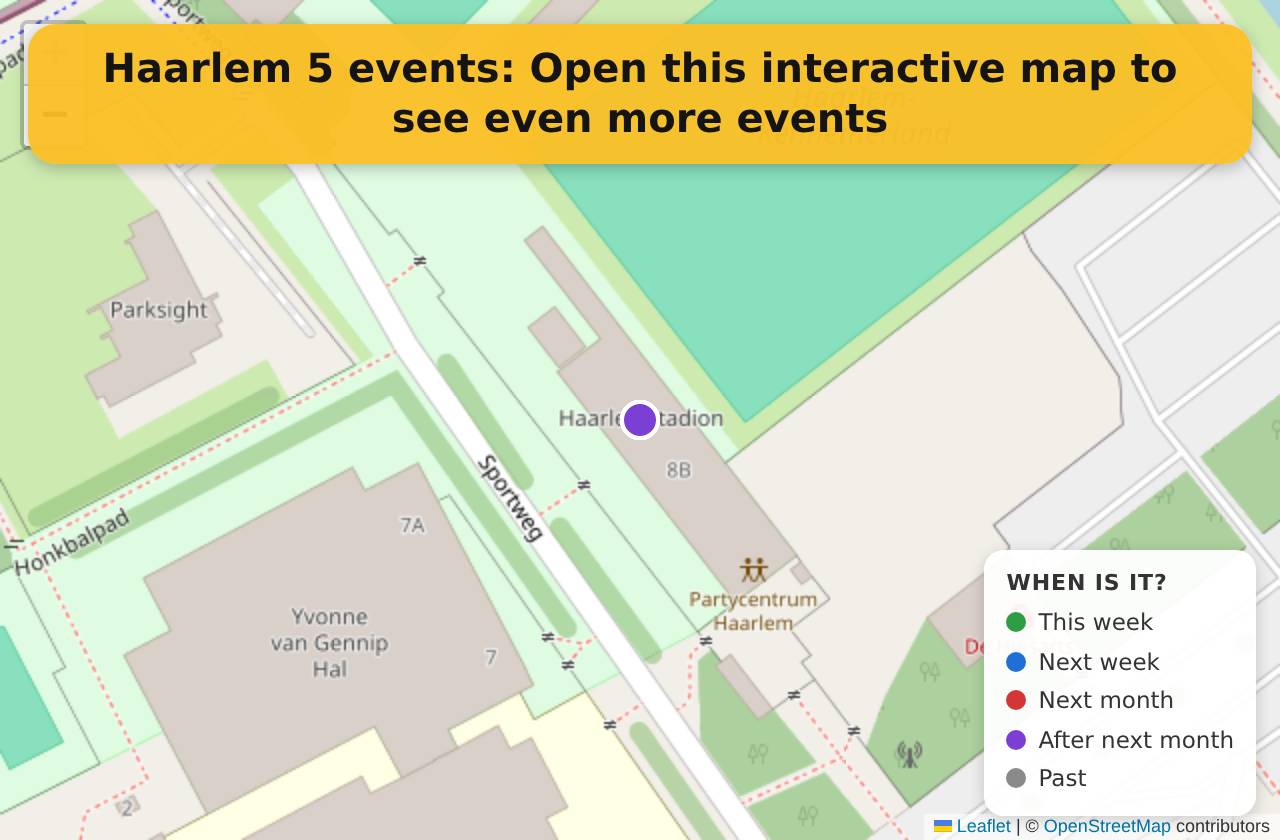 Map of events in Haarlem on the interactive EVENTULIST map