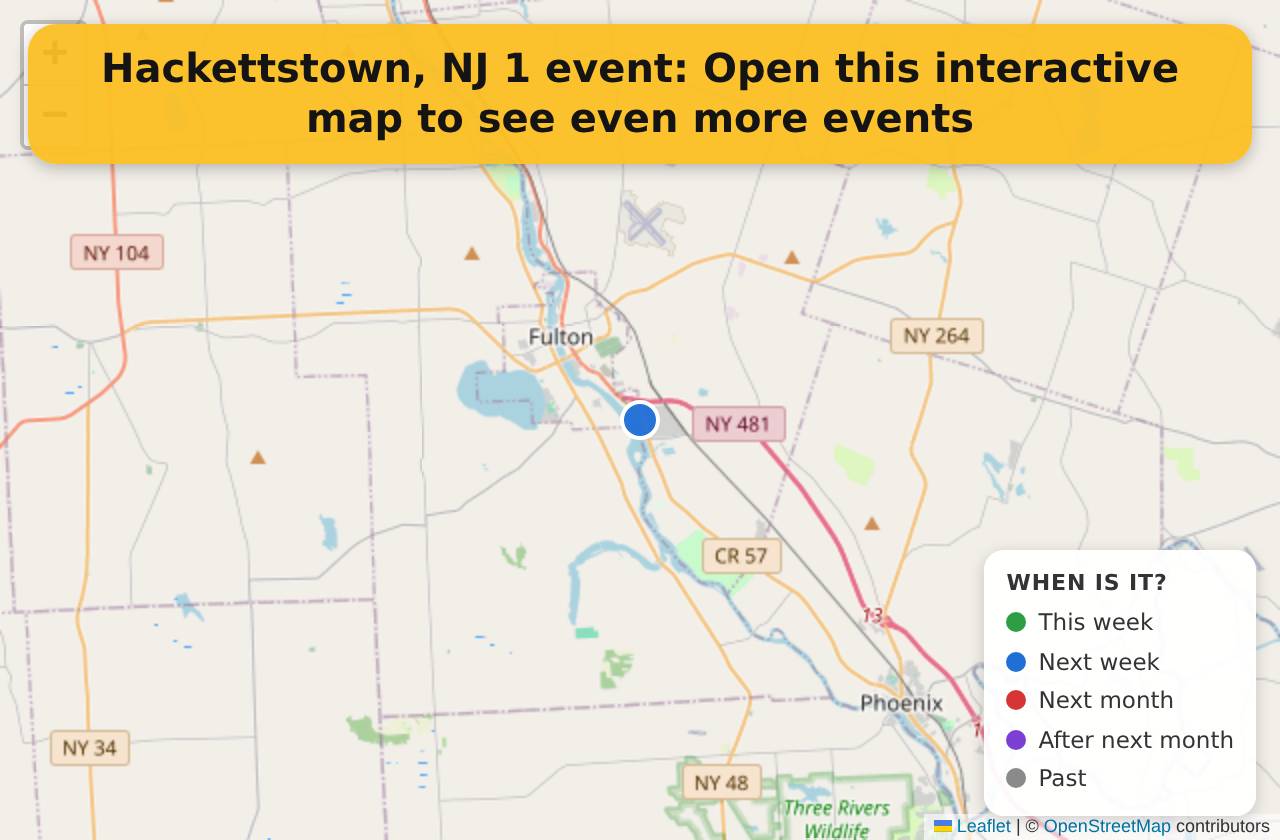 Map of events in Hackettstown, NJ on the interactive EVENTULIST map