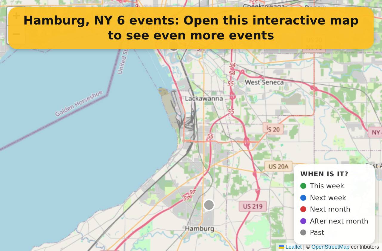 Map of events in Hamburg, NY on the interactive EVENTULIST map