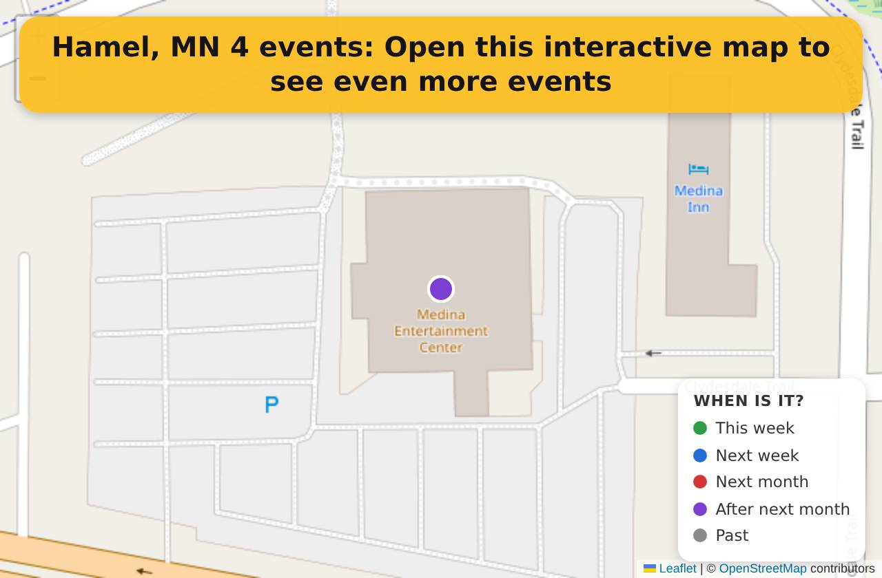 Map of events in Hamel, MN on the interactive EVENTULIST map