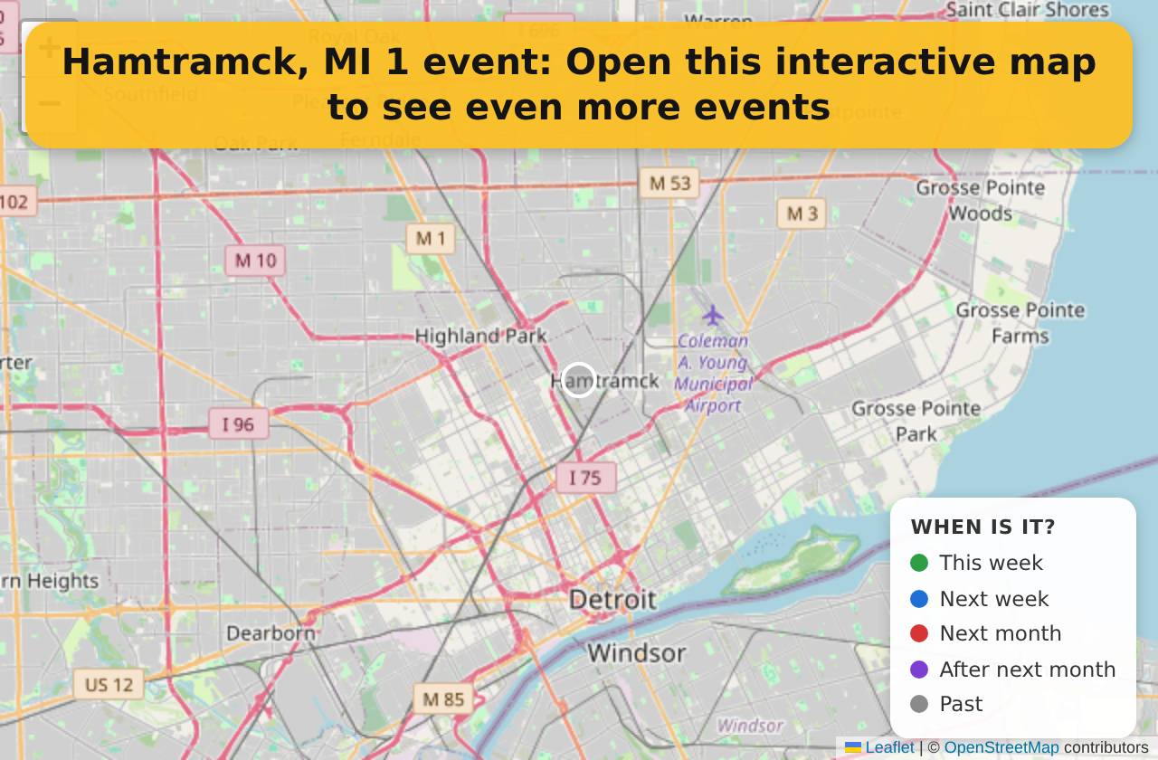 Map of events in Hamtramck, MI on the interactive EVENTULIST map