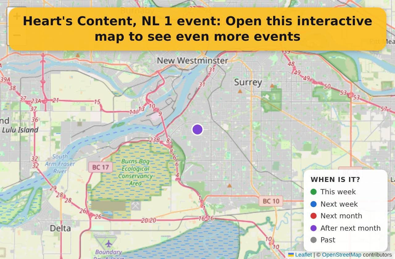Map of events in Heart's Content, NL on the interactive EVENTULIST map
