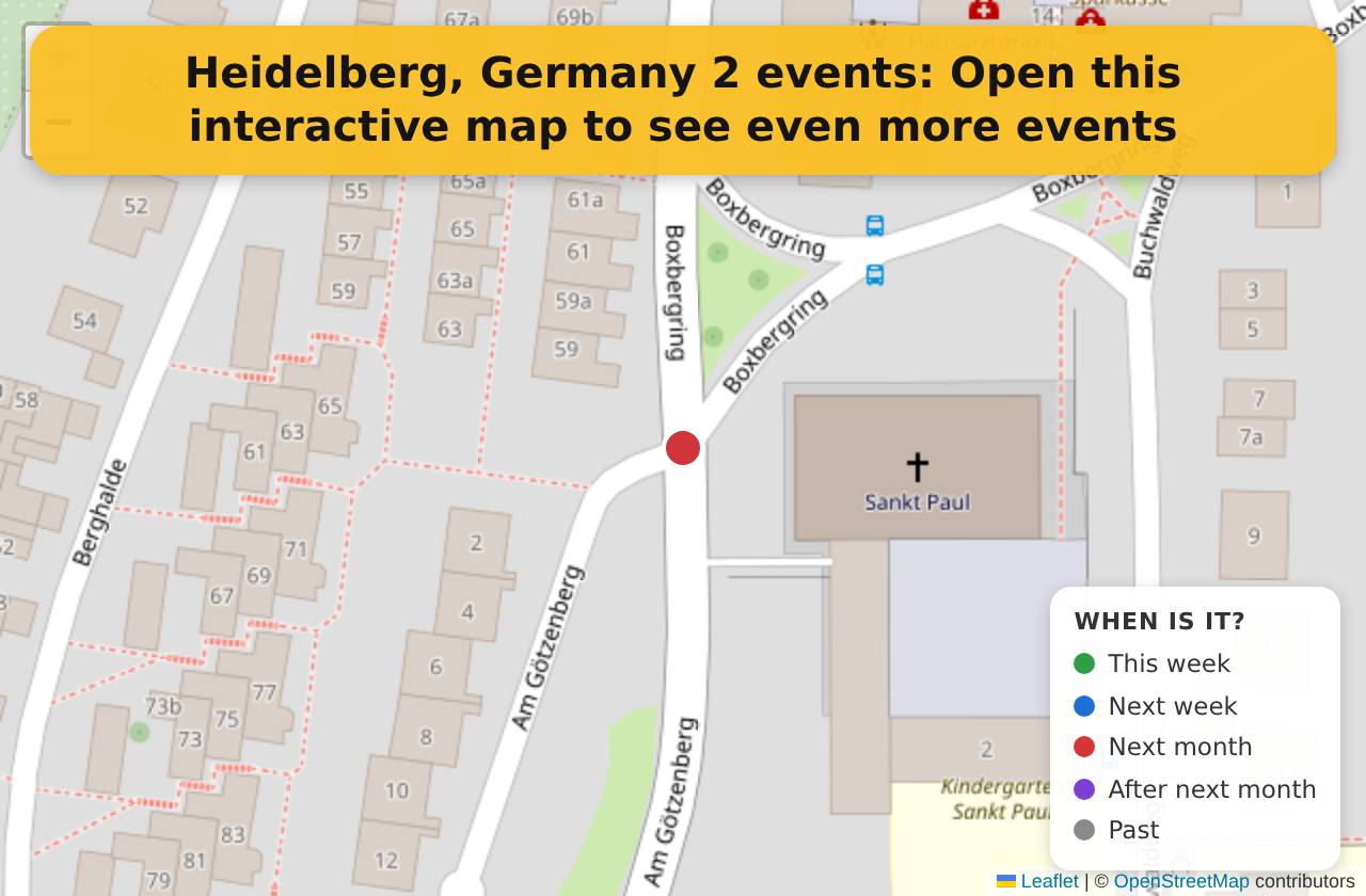 Map of events in Heidelberg, Germany on the interactive EVENTULIST map