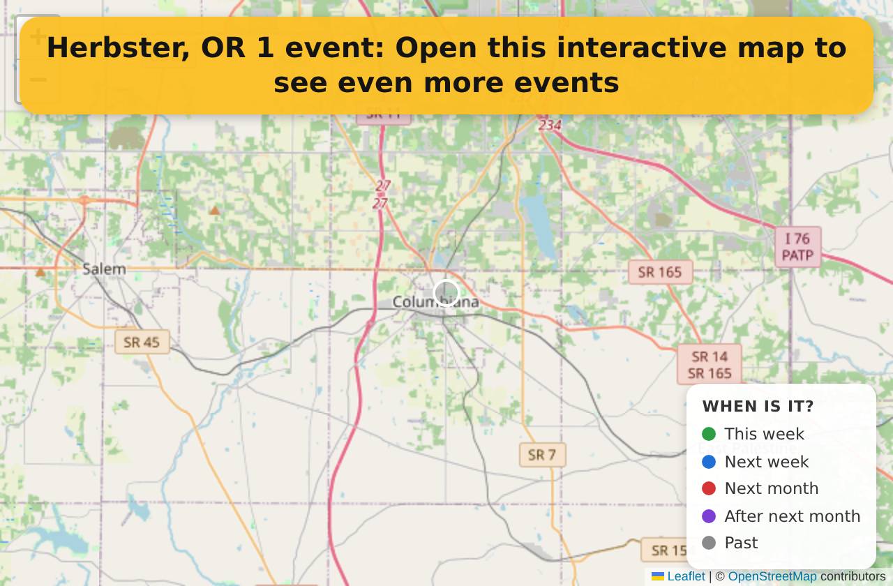 Map of events in Herbster, OR on the interactive EVENTULIST map