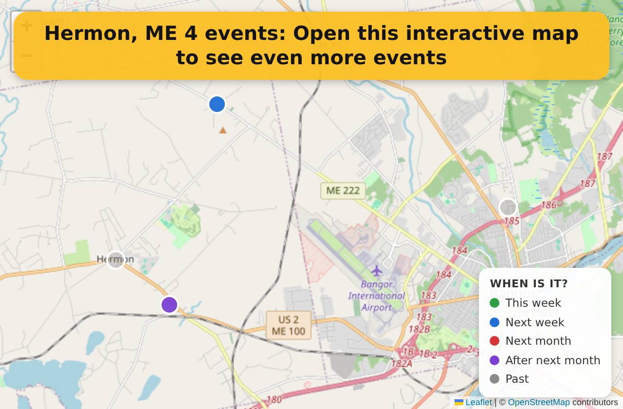 Map of events in Hermon, ME on the interactive EVENTULIST map